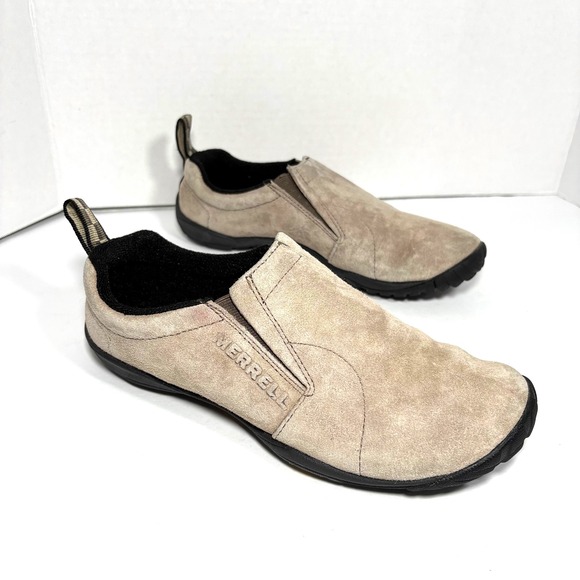 Merrell Shoes - Merrell Taupe Jungle Glove Minamalist Womens Size 6.5 Beige Suede Loafers Shoes